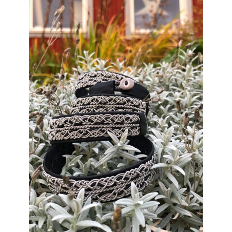 Tenntrådsarmband blandad fläta i renskinn, 17 mm bred