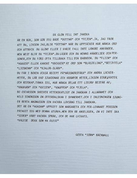 Dä glöm fell int JAMSKA