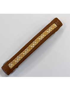 Hårspänne av läder och näver