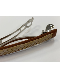 Hårspänne i läder och näver, större storlek 2