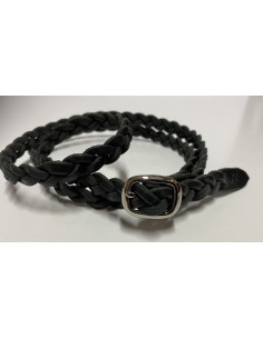 Flätat läderskärp, svart 2