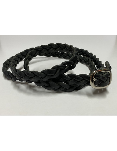 Flätat läderskärp, svart
