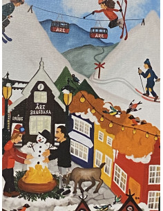 Pussel med tecknat färgglatt motiv från Åre by 2