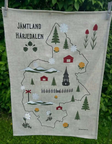 Kökshandduk 100% linne JÄMTLAND/HÄRJEDALEN